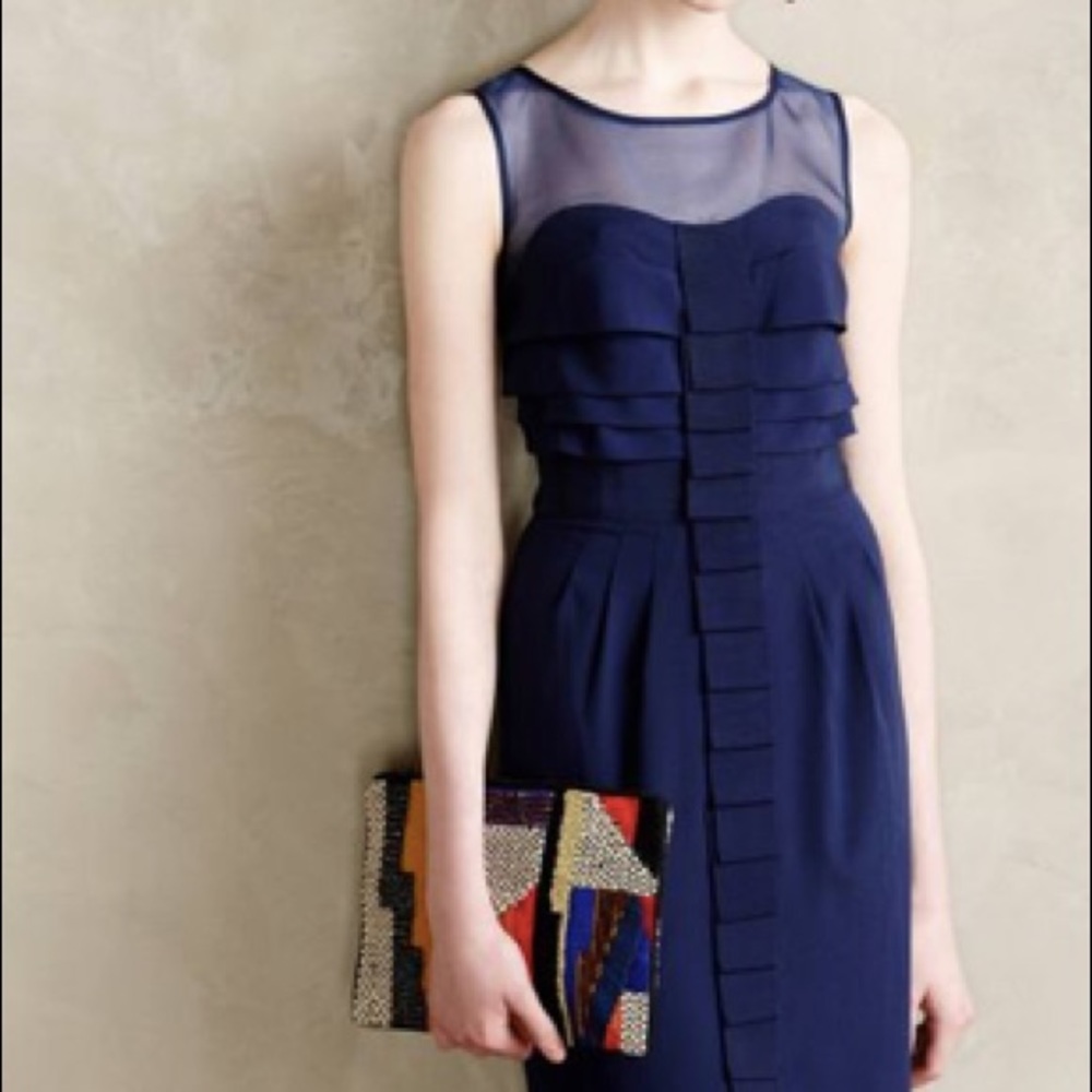 Anthropologie Maeve Ribbon Pleat Sheath